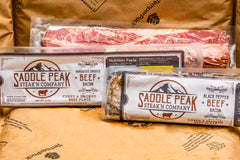 Beef Bacon - Mixed 3  -  12 oz packs - Hardwood Smoked 2PK Black Pepper 1PK